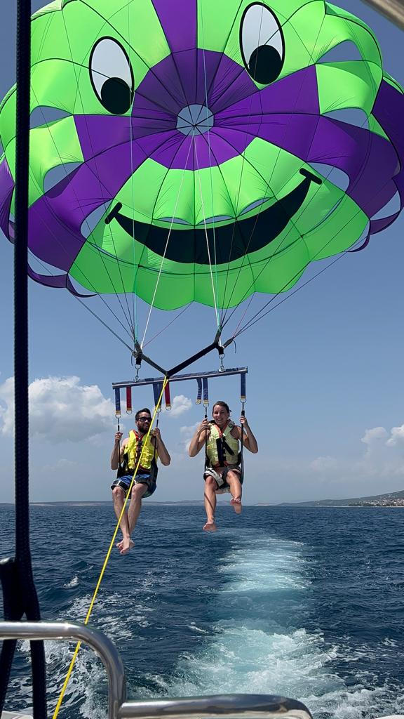 Parasailing above the sea